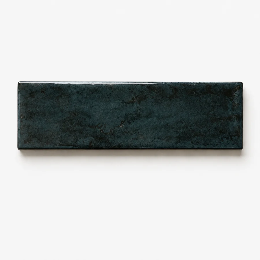 Esperance teal gloss subway tile, 75 × 300, flat product shot
